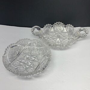 American Brilliant Period Cut Glass Bowl Set 6” Diameter